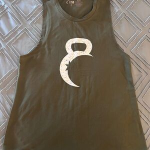 ZYIA Olive Sleeveless Top with White Logo